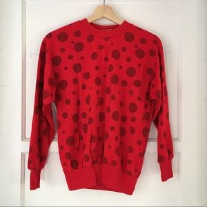 👀Vintage Red and Black Polka Dot Sweatshirt